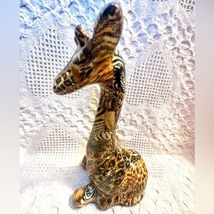 Lovely  Vtg  La Vie Giraffe Safari Patchwork Decoupaged Glazed Figurine
